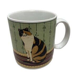 Warren Kimble Cat Mug Cup By Sakura Country Calico Kitty 2000 Holds 14oz VTG
